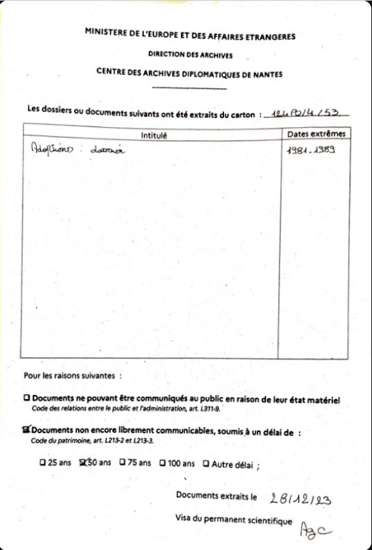 Fiche d’extraction du carton 124PO/4/53